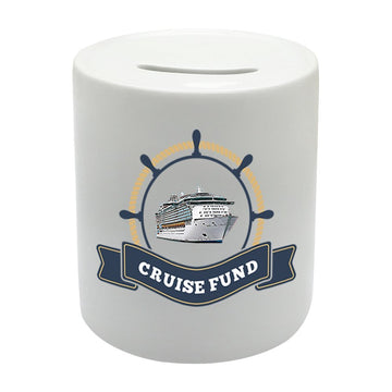 BS068 CRUISE FUND Novelty Gift Printed Ceramic Piggy Bank Money Saving Box