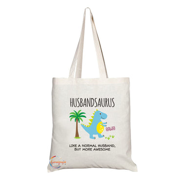 TB1197 Husbandsaurus Like a Normal Husband but more Rawr-some Novelty Present Gift Printed Eco-Friendly Stylish Long Handled Tote Shoulder Bag