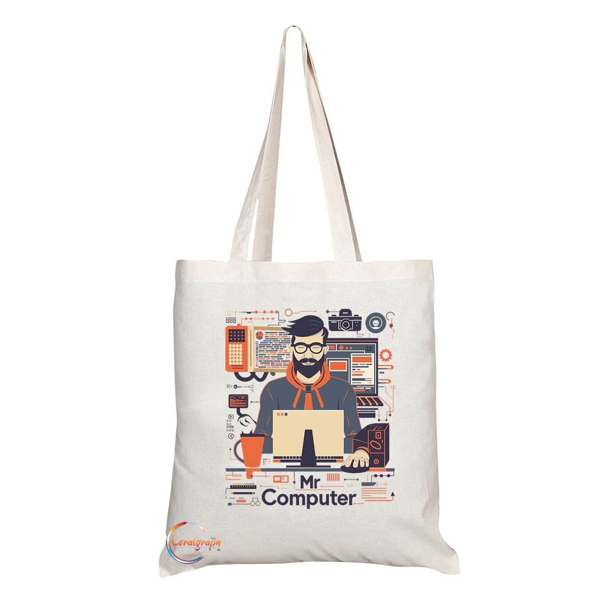TB1707 Mr Computer Programmer Tote Bag - Great for Coders, Developers, Tech Enthusiasts - Sustainable, Stylish, Long Handled, Durable and Reusable