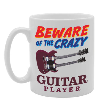 Beware Of The Crazy Guitar Player   Printed Tea Coffee Ceramic  Mg5008 - Funny Printed Coffee Mug - Great Gift Idea