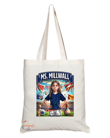 TB1636 Ms Millwall Footie Fan Lady Girl Tote Bag - Eco-Friendly, Stylish, Long Handled, Perfect Novelty Gift by