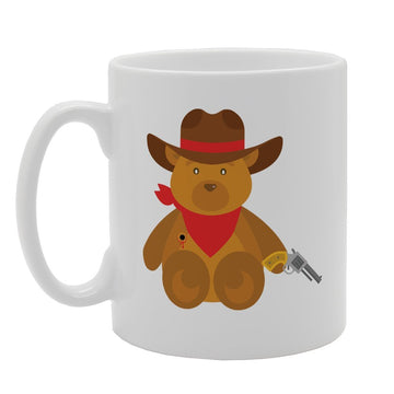 Funny Cowboy Teddy   Printed Tea Coffee Ceramic  Mg3113 - Funny Printed Coffee Mug - Great Gift Idea