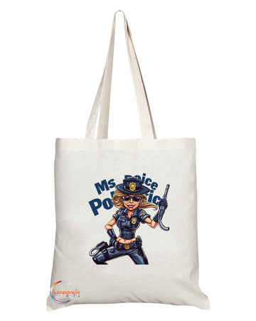 TB1967 Ms Police Tote Bag - Ideal for Female Police Officers, Law Enforcement, and Supporters - Tote Bag with Empowering Design