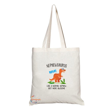 TB1390 Nephewsaurus Like a Noraml Nephew but much more Roar-Some! Tea Novelty Present Gift Printed Eco-Friendly Stylish Long Handled Tote Shoulder Bag