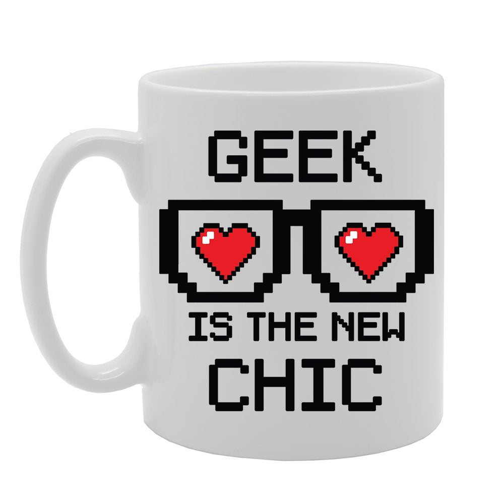 Geeky - Geek Is The New Chic   Printed Tea Coffee Ceramic  Mg3873 - Funny Printed Coffee Mug - Great Gift Idea