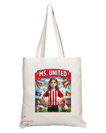TB1620 Ms United (2) Footie Fan Lady Girl Tote Bag - Eco-Friendly, Stylish, Long Handled, Perfect Novelty Gift by
