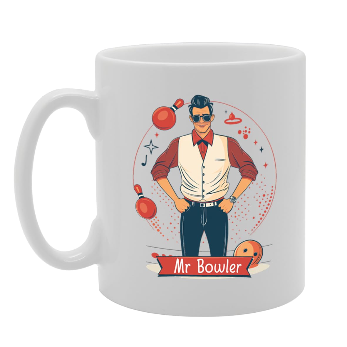 Mr Bowler  - Ideal For Bowling Enthusiasts, Unique Bowling Ball Handle Design, 11Oz Ceramic Coffee  For Bowlers And Sports Fans Mg5905 - Funny Printed Coffee Mug - Great Gift Idea
