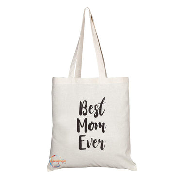 TB713 Best Mom Ever Novelty Present Gift Printed Eco-Friendly Stylish Long Handled Tote Shoulder Bag