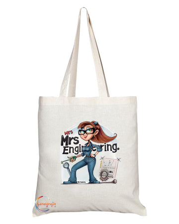TB1825 Mrs Engineering Tote Bag - Gift for Female Engineers, STEM Professionals, Engineering Enthusiasts - Durable, Stylish, Eco-Friendly, Reusable, Spacious, and Lightweight