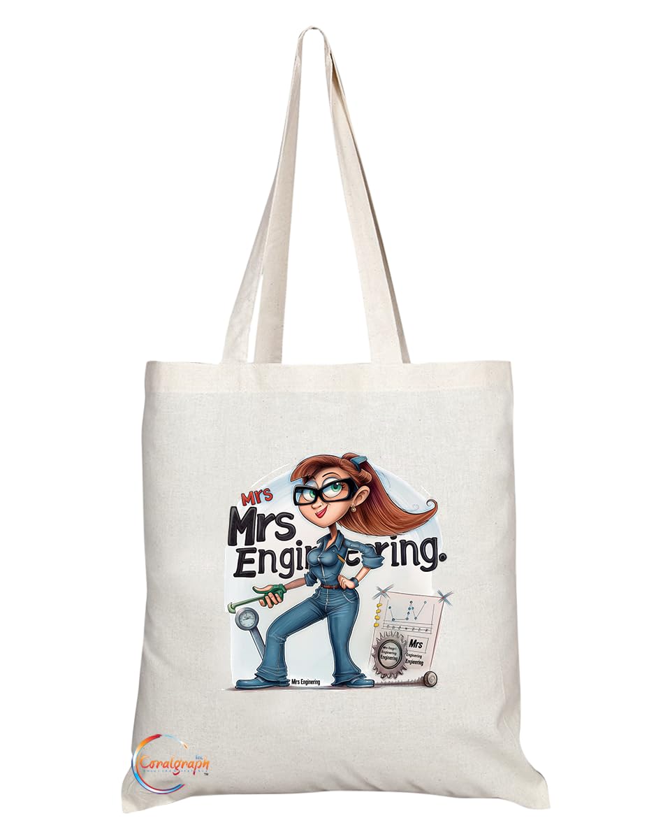 TB1825 Mrs Engineering Tote Bag - Gift for Female Engineers, STEM Professionals, Engineering Enthusiasts - Durable, Stylish, Eco-Friendly, Reusable, Spacious, and Lightweight