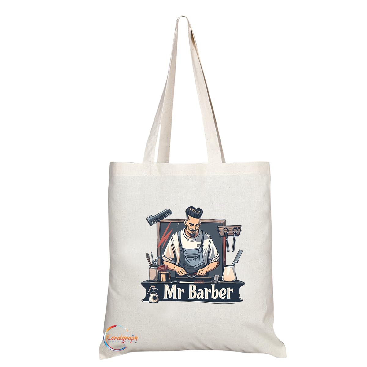 TB1743 Mr Barber Tote Bag - Great for Barbers, Hair Stylists, Grooming Professionals - Sustainable, Stylish, Long Handled, Durable and Reusable