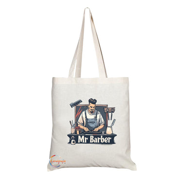 TB1743 Mr Barber Tote Bag - Great for Barbers, Hair Stylists, Grooming Professionals - Sustainable, Stylish, Long Handled, Durable and Reusable