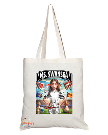 TB1635 Ms Swansea Footie Fan Lady Girl Tote Bag - Eco-Friendly, Stylish, Long Handled, Perfect Novelty Gift by