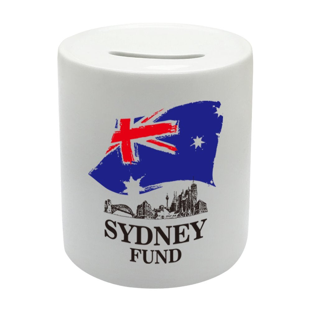 BS077 SYDNEY FUND Novelty Gift Printed Ceramic Piggy Bank Money Saving Box