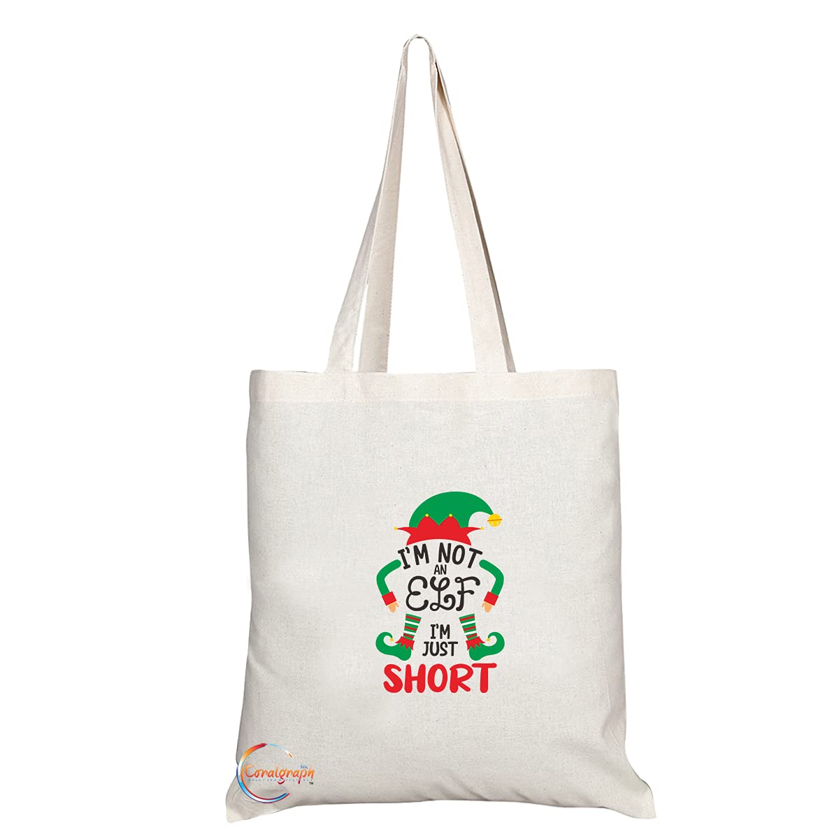 TB1449 I'am Not An Elf I'm Just Short Novelty Present Gift Printed Eco-Friendly Stylish Long Handled Tote Shoulder Bag