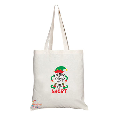TB1449 I'am Not An Elf I'm Just Short Novelty Present Gift Printed Eco-Friendly Stylish Long Handled Tote Shoulder Bag