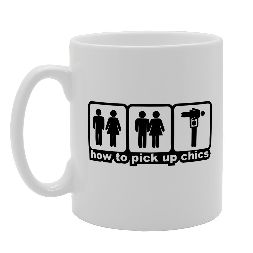 How To Pick Up Chics Illustration   Printed Tea Coffee Ceramic  Mg3164 - Funny Printed Coffee Mug - Great Gift Idea