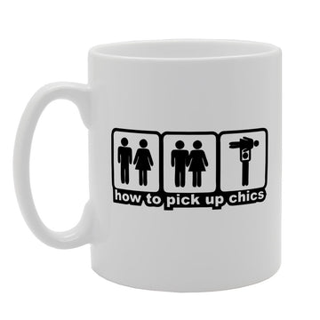 How To Pick Up Chics Illustration   Printed Tea Coffee Ceramic  Mg3164 - Funny Printed Coffee Mug - Great Gift Idea