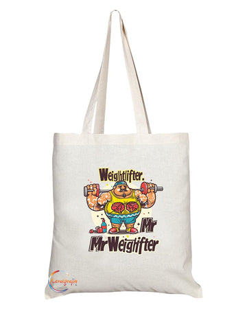 TB1883 Mr Weightlifter Tote Bag - Great Gift for Weightlifters, Fitness Enthusiasts, Gym Goers - Durable, Stylish, Eco-Friendly, Reusable, Spacious, and Lightweight