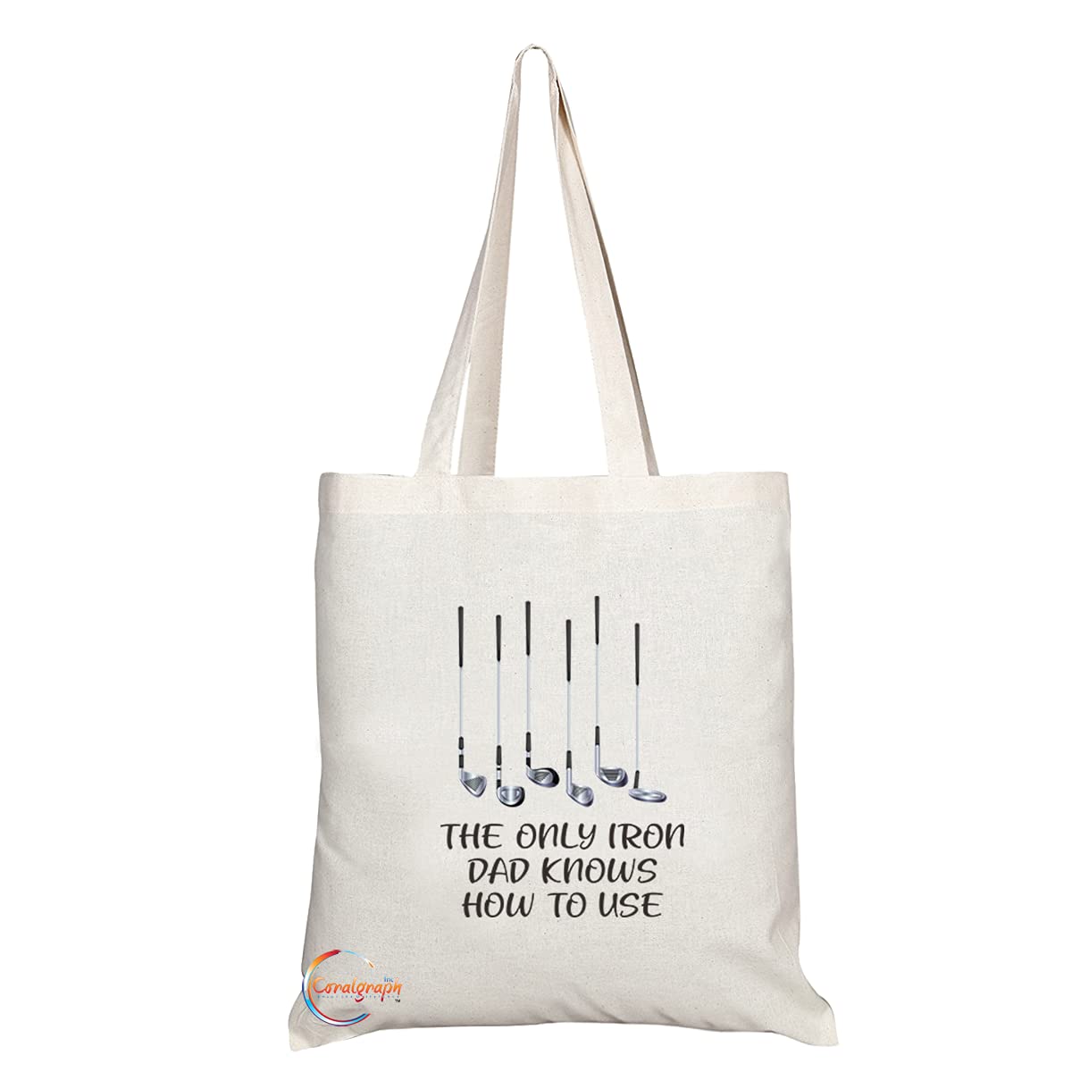 TB1233 The Only Iron Dad Knows How to Use Novelty Present Gift Printed Eco-Friendly Stylish Long Handled Tote Shoulder Bag