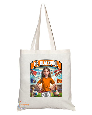 TB1653 Ms Blackpool Footie Fan Lady Girl Tote Bag - Eco-Friendly, Stylish, Long Handled, Perfect Novelty Gift by