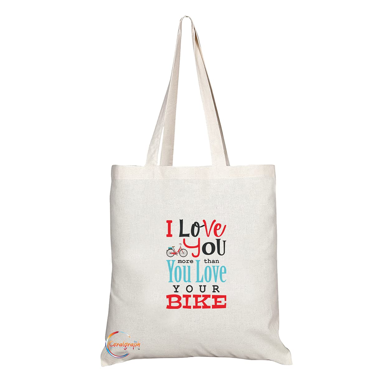 TB1454 I Love you More than you Love your Bike Novelty Present Gift Printed Eco-Friendly Stylish Long Handled Tote Shoulder Bag