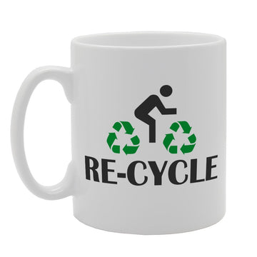 Recycle Re-Cycle Bicycle Funny   Print Tea Coffee Ceramic  Mg1655 - Funny Printed Coffee Mug - Great Gift Idea