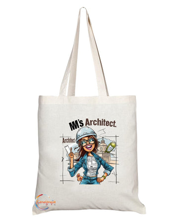 TB1846 Ms Architect Tote Bag - Gift for Female Architects, Design Enthusiasts, Urban Planners - Durable, Stylish, Eco-Friendly, Reusable, Spacious, and Lightweight