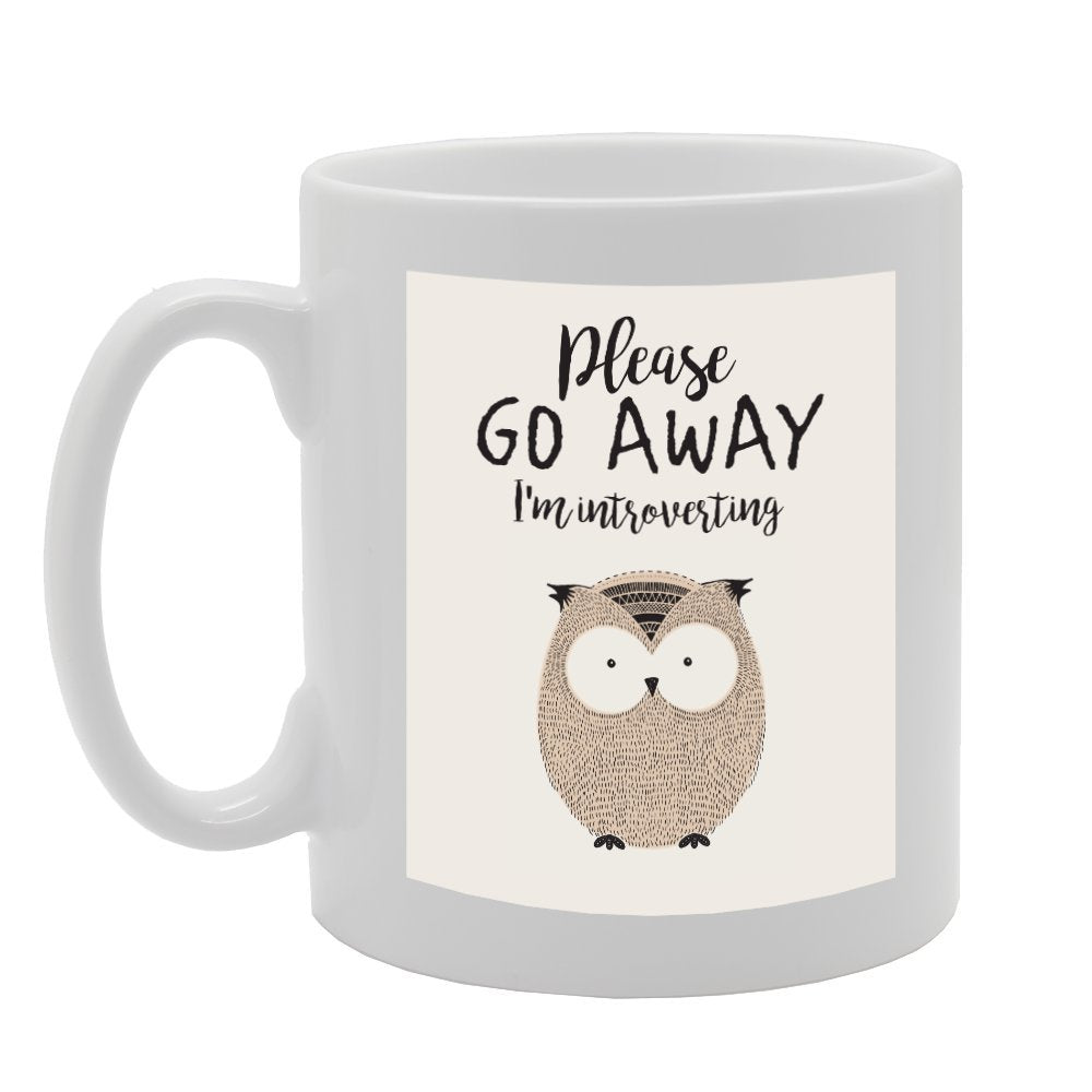 Please Go Away I'M Interesting   Printed Tea Coffee Ceramic  Mg3026 - Funny Printed Coffee Mug - Great Gift Idea