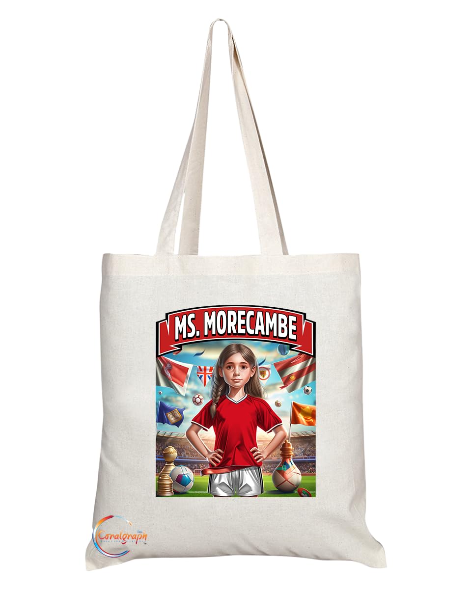 TB1681 Ms Morecambe Footie Fan Lady Girl Tote Bag - Eco-Friendly, Stylish, Long Handled, Perfect Novelty Gift by