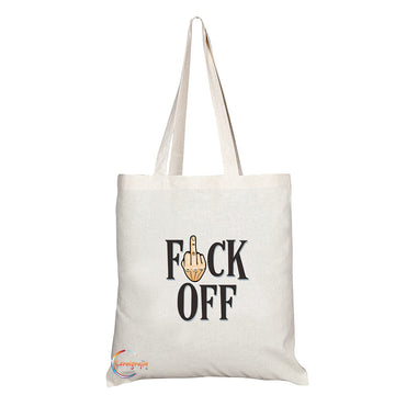 TB1327 F*k Off Tea Novelty Present Gift Printed Eco-Friendly Stylish Long Handled Tote Shoulder Bag