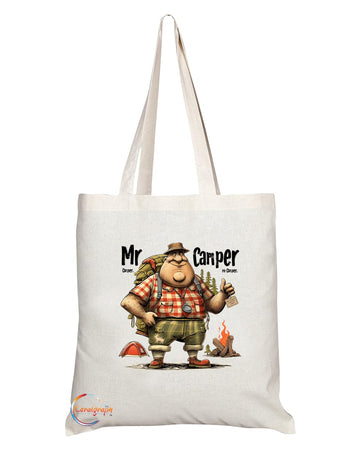 TB1831 Mr Camping Tote Bag - Gift for Campers, Outdoor Enthusiasts, Adventure Lovers - Durable, Stylish, Eco-Friendly, Reusable, Spacious, and Lightweight