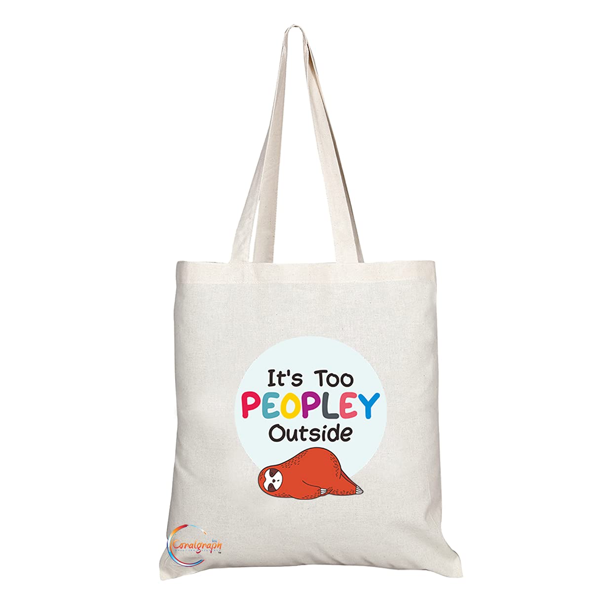 TB1220 Its Too Peopley Outside Novelty Present Gift Printed Eco-Friendly Stylish Long Handled Tote Shoulder Bag
