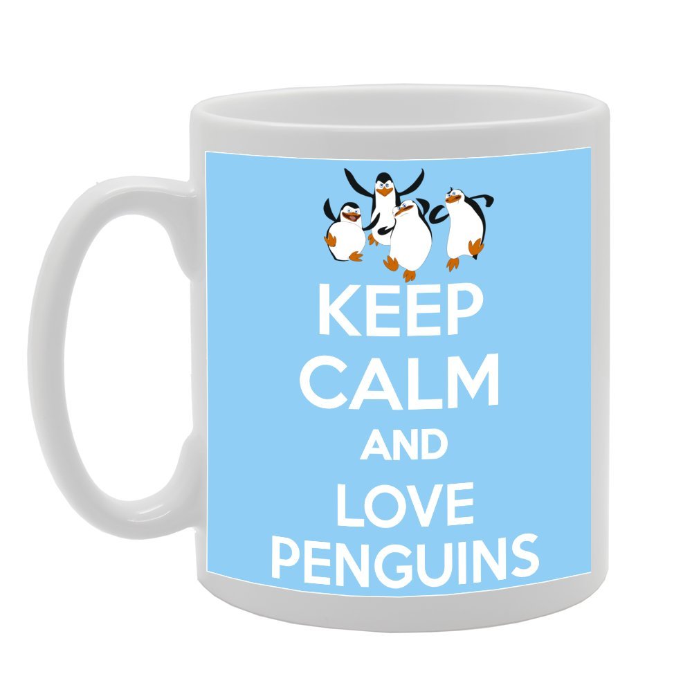 Keep Calm And Love Penguins   Printed Tea Coffee Ceramic  Mg1040 - Funny Printed Coffee Mug - Great Gift Idea