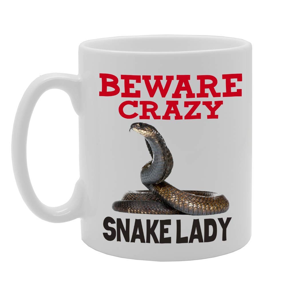 Beware Crazy Snake Lady   Printed Tea Coffee Ceramic  Mg4438 - Funny Printed Coffee Mug - Great Gift Idea
