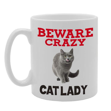 Beware Crazy Cat Lady   Printed Tea Coffee Ceramic  Mg4427 - Funny Printed Coffee Mug - Great Gift Idea