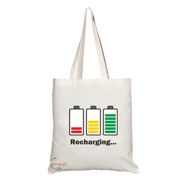 TB1128 Recharging Novelty Present Gift Printed Eco-Friendly Stylish Long Handled Tote Shoulder Bag