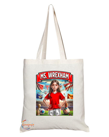 TB1671 Ms Wrexham Footie Fan Lady Girl Tote Bag - Eco-Friendly, Stylish, Long Handled, Perfect Novelty Gift by