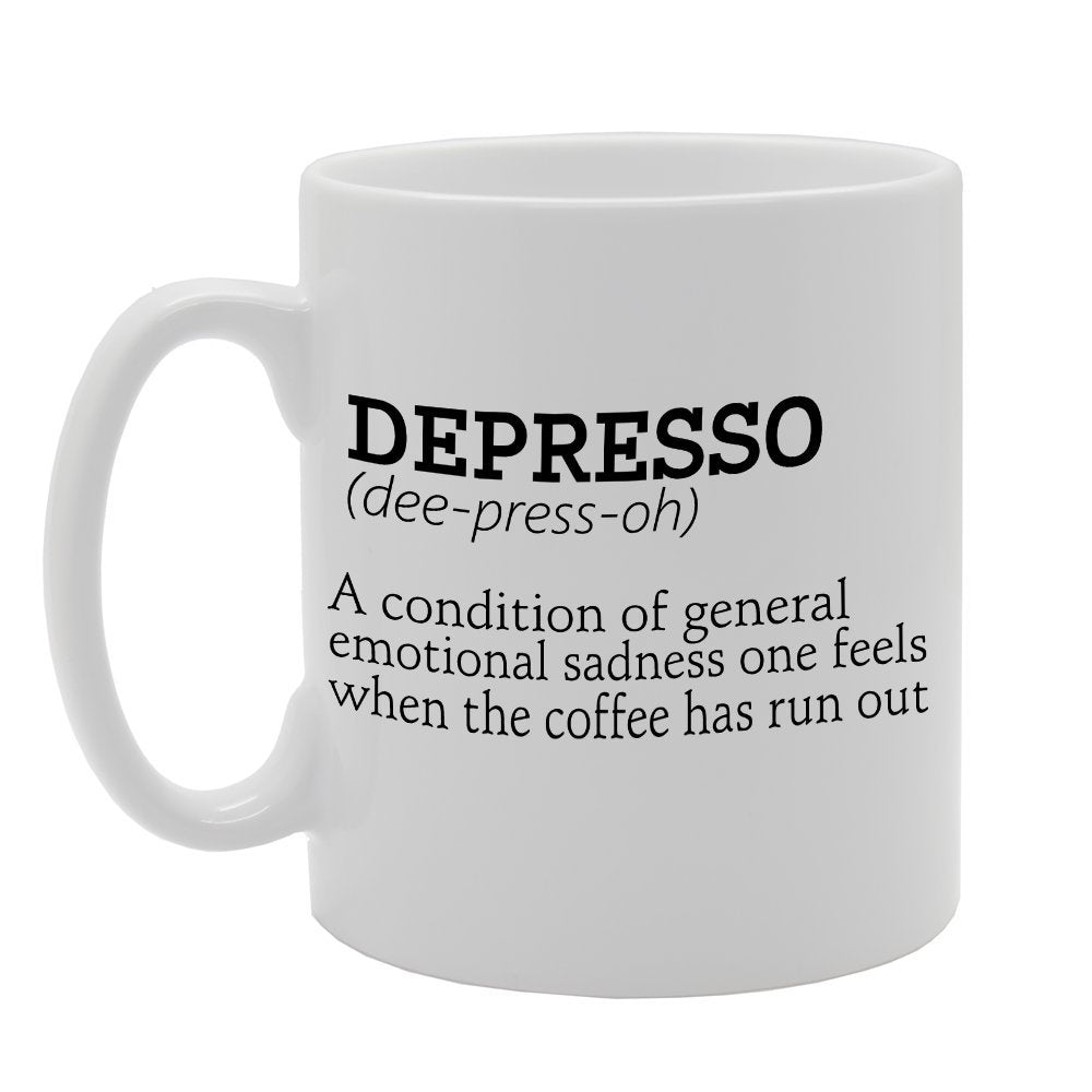 Depresso Funny Dictionary Meaning Definition   Printed Tea Coffee Ceramic  Mg2800 - Funny Printed Coffee Mug - Great Gift Idea