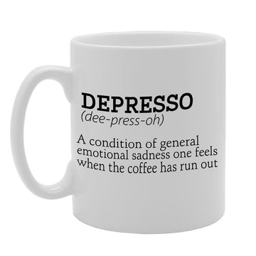 Depresso Funny Dictionary Meaning Definition   Printed Tea Coffee Ceramic  Mg2800 - Funny Printed Coffee Mug - Great Gift Idea