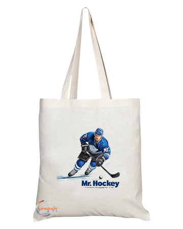 Natural Reusable Shopping Souvenir Tote Bag Featuring Popular Sports Designs from Around the World (Hockey)