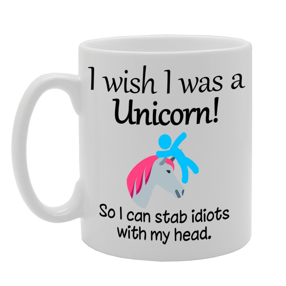 I Wish I Was A Unicorn   Printed Tea Coffee Ceramic  Mg1010 - Funny Printed Coffee Mug - Great Gift Idea