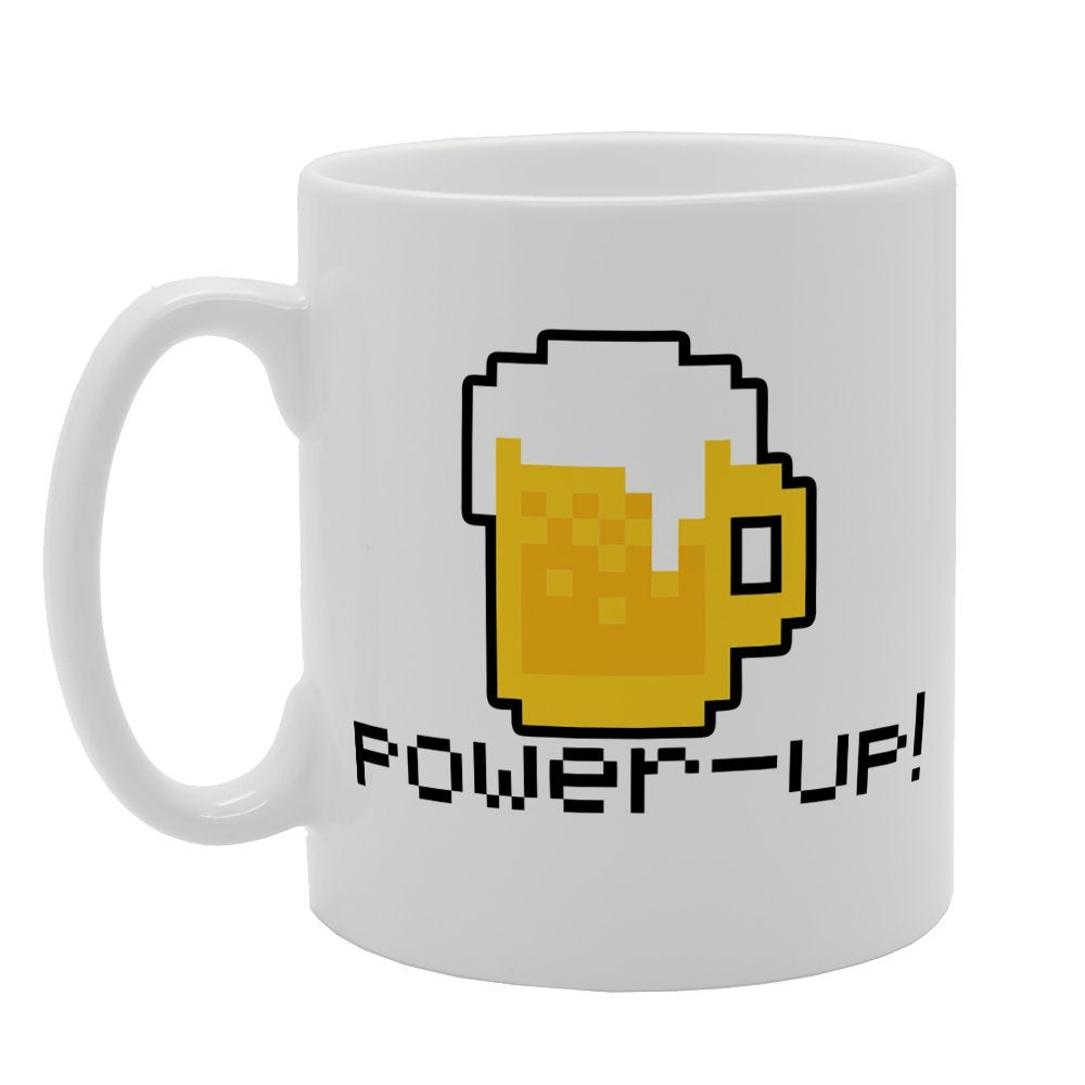 Beer Glass Power Up   Printed Tea Coffee Ceramic  Mg1268 - Funny Printed Coffee Mug - Great Gift Idea