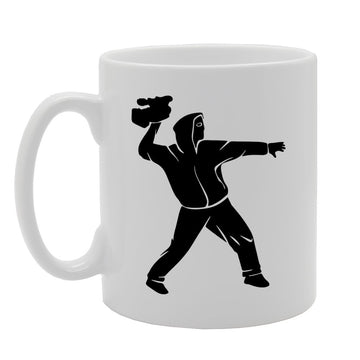 Man Throwing Camera   Printed Tea Coffee Ceramic  Mg1409 - Funny Printed Coffee Mug - Great Gift Idea