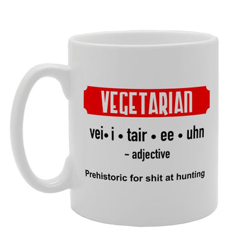 Vegetarian Prehistoric For Shit At Hunting   Printed Tea Coffee Ceramic  Mg2411 - Funny Printed Coffee Mug - Great Gift Idea