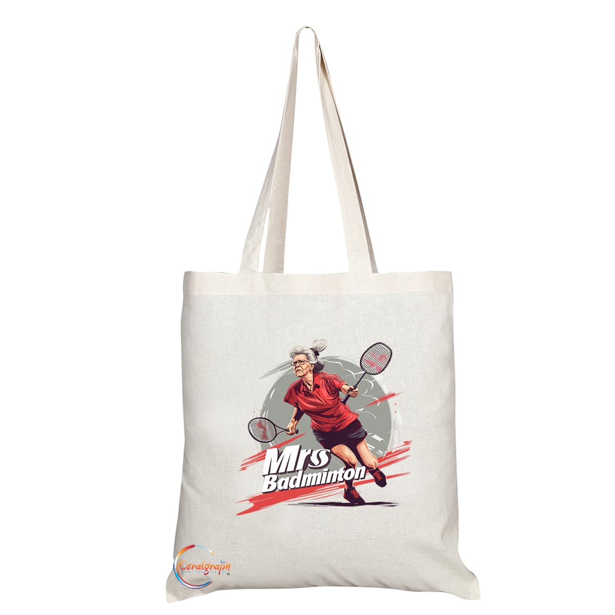 TB1756 Mrs Badminton Tote Bag - Great for Married Badminton Players, Sports Enthusiasts, Fans - Sustainable, Stylish, Long Handled, Durable and Reusable