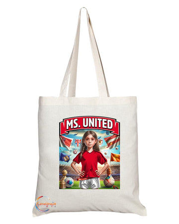 TB1606 Ms United Footie Fan Lady Girl Tote Bag - Eco-Friendly, Stylish, Long Handled, Perfect Novelty Gift by