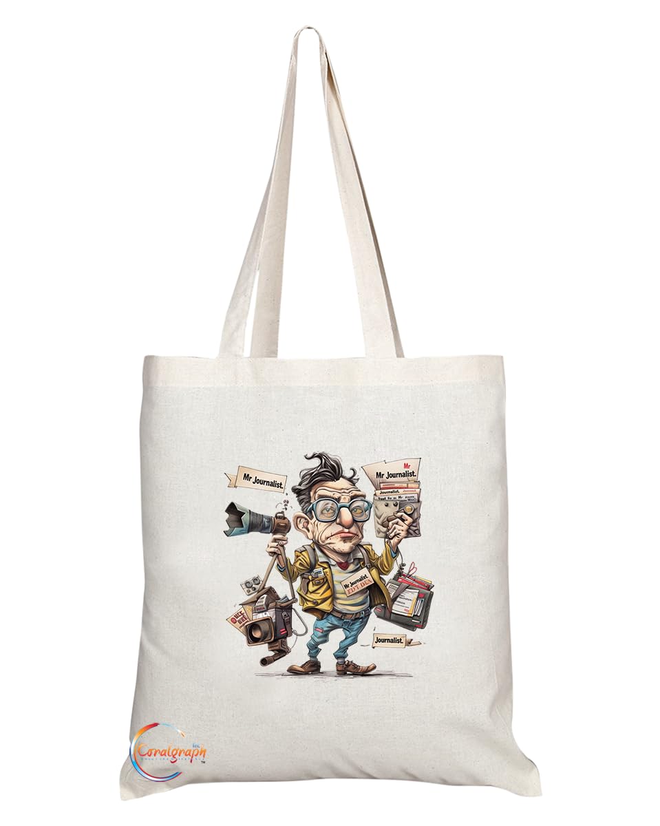 TB1851 Mr Journalist Tote Bag - Gift for Journalists, Writers, Media Enthusiasts - Durable, Stylish, Eco-Friendly, Reusable, Spacious, and Lightweight