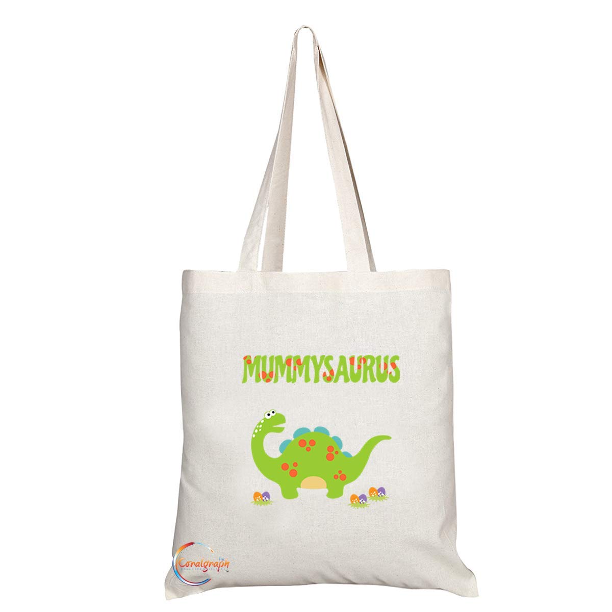 TB754 Mummysaurus Cute Dinosaur Novelty Present Gift Printed Eco-Friendly Stylish Long Handled Tote Shoulder Bag