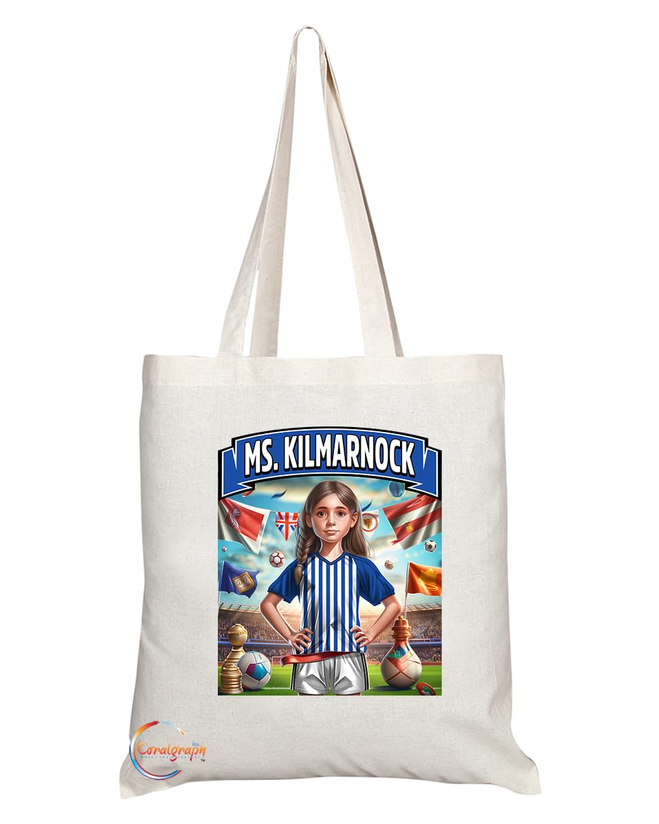 TB1678 Ms Kilmarnock Footie Fan Lady Girl Tote Bag - Eco-Friendly, Stylish, Long Handled, Perfect Novelty Gift by